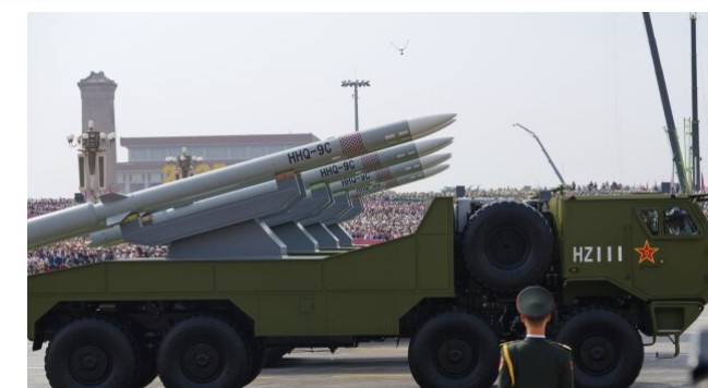 Missiles pass through a military parade in Beijing on Sep. 3, 2025, to commemorate the 80th anniversary of Japan's world war II surrender. (AP photo/ Ng Han Guan)